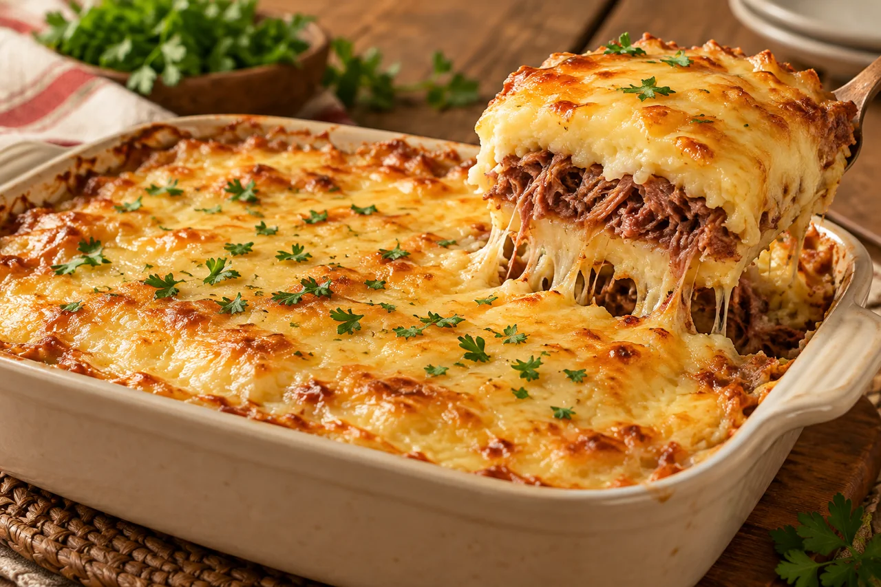 Escondidinho de carne-seca com provolone trança defumada